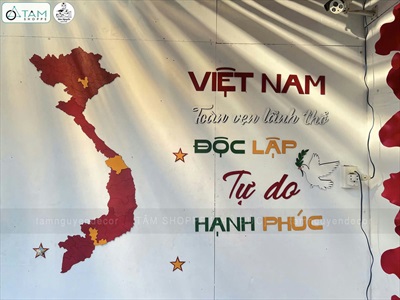 Bộ chữ gỗ Việt Nam hạnh phúc [Gỗ nhẹ - KT 95x90cm] CHU-GO-24
